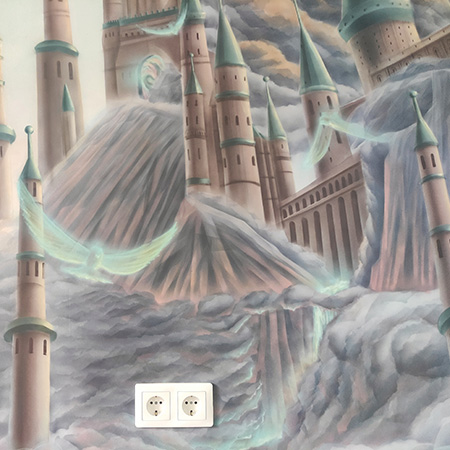 фото, роспись стен в детской, Небесный замок